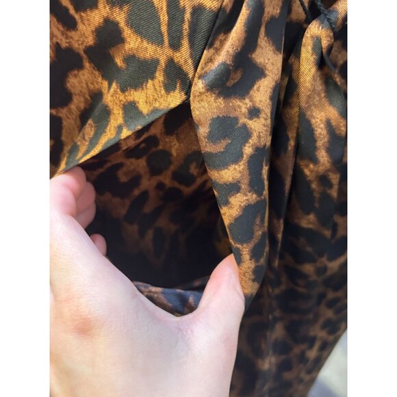 NWT Talbots Animal Print Brown Dress With Belt Button Down Leopard Midi Long Sle - Picture 8 of 9